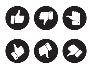 Rating thumb icon set, thumb up, down and to the side sign button, Design Elements for UI. © Charles stockio