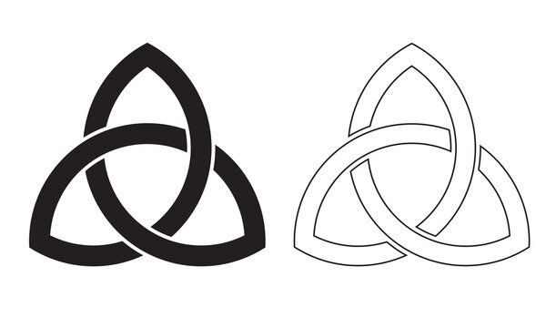 Triquetra symbol set of Celtic trinity knot. Triquetra Celtic Knot glyph icon. Celtic Knot symbol. Trinity sign. vector icon