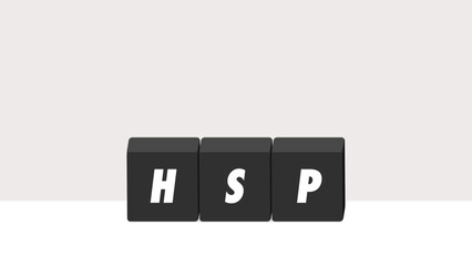 シンプルな背景にブロックとHSPの文字 -とても繊細な気質の人のイメージのバナー素材 - 16:9