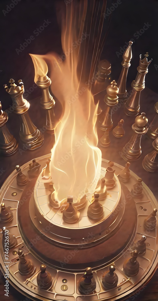 Poster sparks fly over a chessboard where strategy and intellect collide, symbolizing the explosive potenti