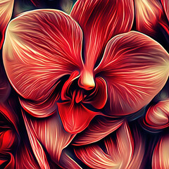 Abstract background with bright red orchidea as wallpaper, Ai generated - 746752637