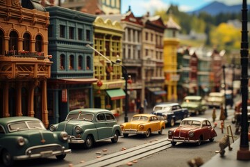 A bustling city street comes to life in miniature through the magic of tilt-shift lens