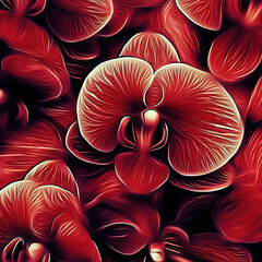 Abstract background with bright red orchidea as wallpaper, Ai generated - 746752659