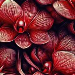 Abstract background with bright red orchidea as wallpaper, Ai generated - 746752662