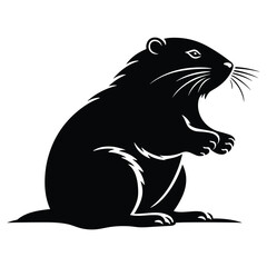 Beaver black Silhouette vector.
