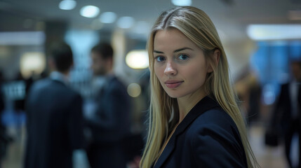 Obraz premium Blonde woman in a business event