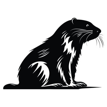Beaver black Silhouette vector.