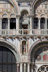 Fototapeta na wymiar St Mark's Basilica (Basilica di San Marco), ornamental facade, Venice, Italy.