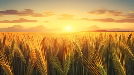Obraz premium Warm sunshine shines on ripe wheat ears
