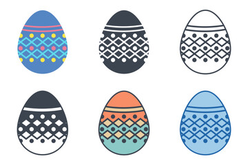Easter day festival. Easter eggs icons on white background. Vector illustration