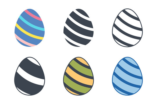 Easter day festival. Easter eggs icons on white background. Vector illustration