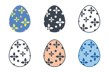 Easter day festival. Easter eggs icons on white background. Vector illustration