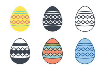 Easter day festival. Easter eggs icons on white background. Vector illustration