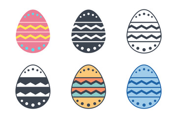 Easter day festival. Easter eggs icons on white background. Vector illustration