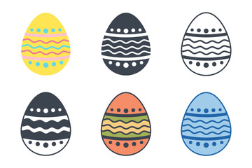 Easter day festival. Easter eggs icons on white background. Vector illustration