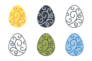 Easter day festival. Easter eggs icons on white background. Vector illustration