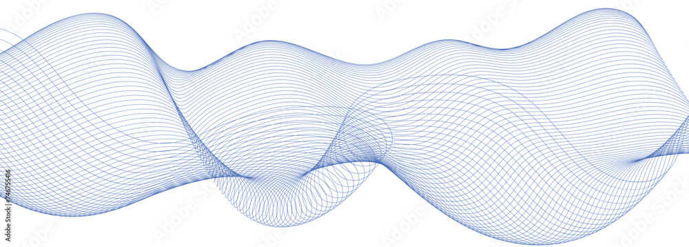 Poster wave with lines created using blend tool abstract blue wave lines pattern on white background with s