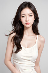 Obraz premium Gorgeous Young Female Model - Fashion or Cosmetics Model - Beauty with Perfect Fine Features - Beautiful Smooth Hair