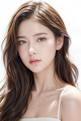 Fototapeta premium Gorgeous Young Female Model - Fashion or Cosmetics Model - Beauty with Perfect Fine Features - Beautiful Smooth Hair