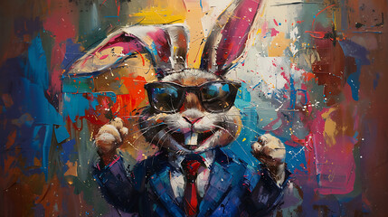 Fototapeta premium abstract painting of a successful rabbit