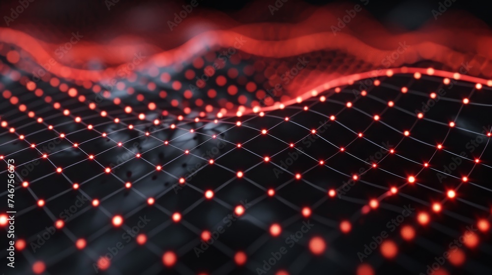 Poster abstract digital background with red particles. network connection structure