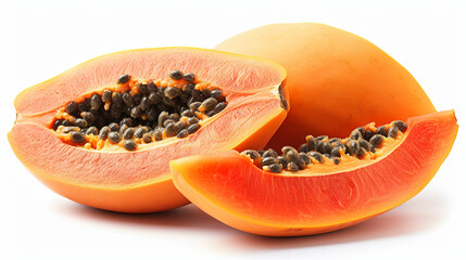 slice papaya isolated on the white background, concept of exotic fruits 