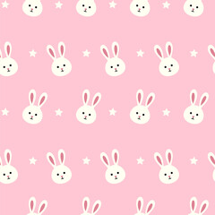 Cute pink bunny seamless pattern 