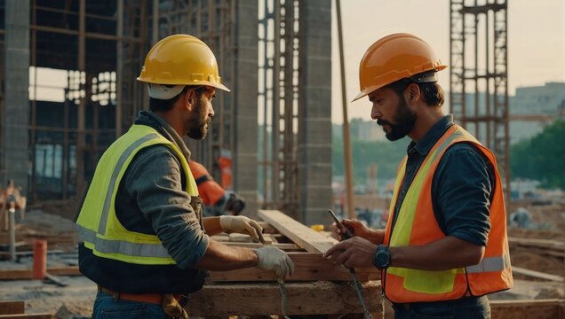 Builder team working at the construction site, labor day, and workers' importance team construction worker