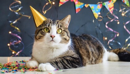 cat celebrating party time