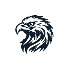 Black and white eagle head face vector logo design template