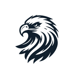Black and white eagle head face vector logo design template