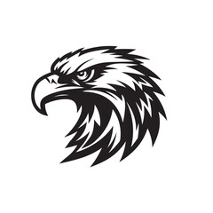 Black and white eagle head face vector logo design template