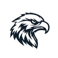 Black and white eagle head face vector logo design template