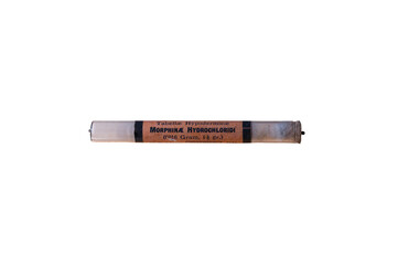 morphine ampoule used for pain relief. During World War II, morphine was commonly administered to wounded soldiers on the battlefield.