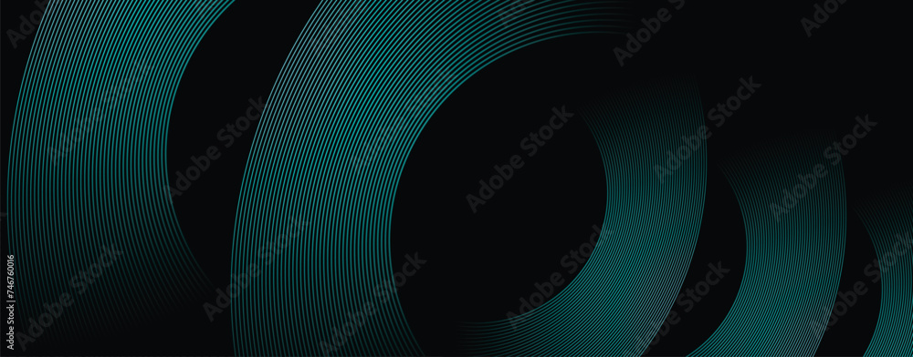 Aufkleber abstract blue modern background with smooth lines. abstract glowing circle lines on dark background.