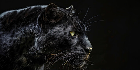 Portrait of a black panther en profile