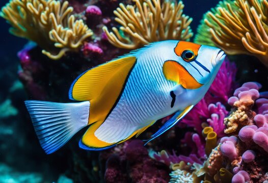 illustration, exploring vibrant underwater world coral reefs marine life: visual journey through depths ocean, fish, sea, blue, ecosystem, biodiversity