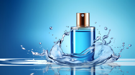 Cosmetic bottles on background, advertising shoot