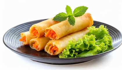 egg rolls isolated on white background vietnamese cuisine