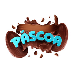 Blue Happy Easter 3D Logo