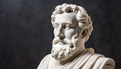white marble bust of the greek philosopher socrates isolated - obrazy, fototapety, plakaty