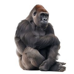 Obraz premium Western low land gorilla isolated on white or transparent background