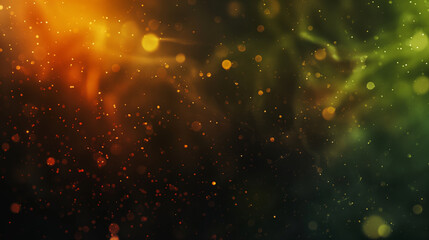 Obraz premium Golden and Green Ethereal Light with Floating Particles