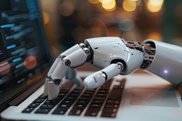 AI Assistant Typing on Laptop: Smart Tech for Tasks & Scheduling 