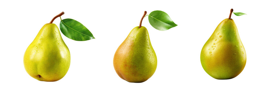 Set of pear isolated on a transparent background