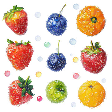 Mixed fruits watercolor isolated on white background PNG transparent background