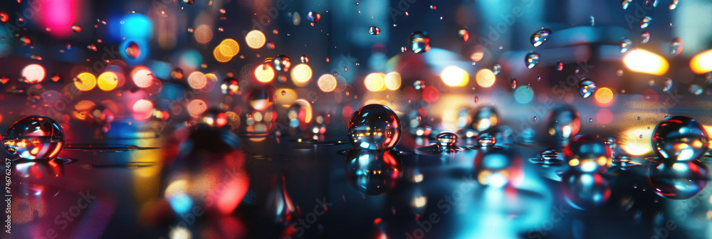 Aufkleber abstract colorful bokeh lights with water drops - this vibrant image captures the essence of bokeh l