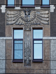 Art Nouveau patterns on old buildings of St. Petersburg.