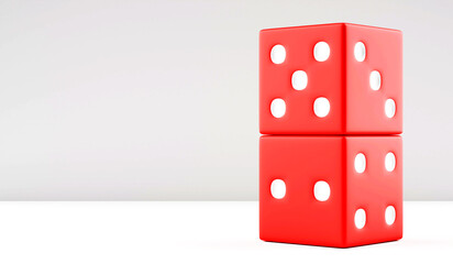 red stacked 3d casino dice on studio background