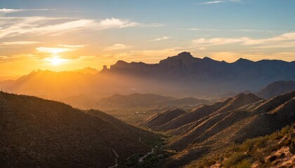 usa arizona catalina state park sunset landscape with catalina mountains and desert - obrazy, fototapety, plakaty